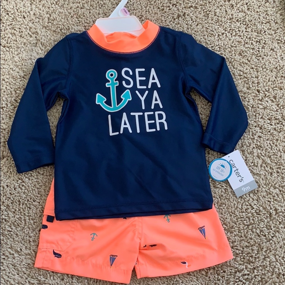 NWT Carter’s Swim Set (Shorts & LS Rash guard)